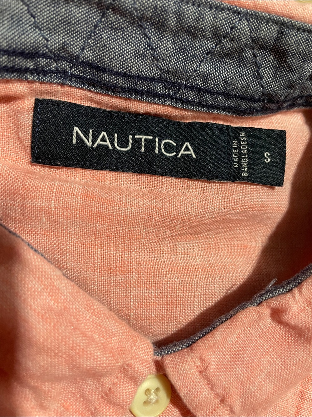 Nautica Men's Light Pink Long-Sleeve Button-Down Shirt 100% Linen - Picture 2 of 4